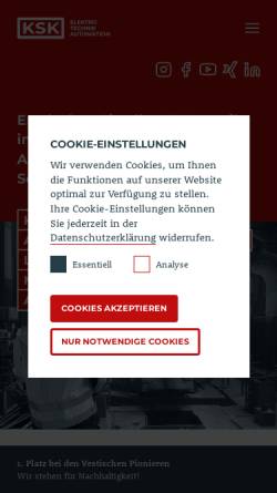 Vorschau der mobilen Webseite www.ksk-eta.de, KSK Automation GmbH