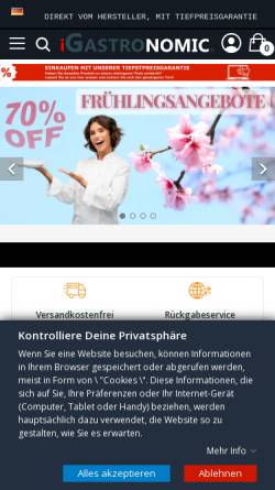 Vorschau der mobilen Webseite igastronomic.com, iGastroNomic