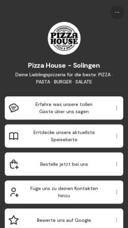 Vorschau der mobilen Webseite www.pizzahousesolingen.de, Pizza House - Solingen