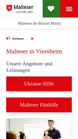 Vorschau der mobilen Webseite www.malteser-viernheim.de, Malteser Hilfsdienst e.V.