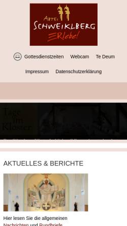 Vorschau der mobilen Webseite www.schweiklberg.de, Abtei Schweiklberg