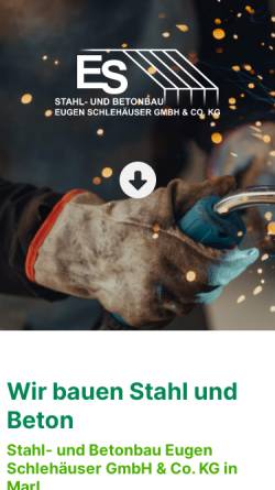 Vorschau der mobilen Webseite www.schlehaeuser-stahlbau.de, Stahl- und Betonbau, Eugen Schlehäuser