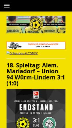 Vorschau der mobilen Webseite www.alemannia-mariadorf.de, Mariadorf
