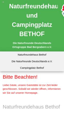 Vorschau der mobilen Webseite www.naturfreunde-badbergzabern.de, Naturfreunde Bethof