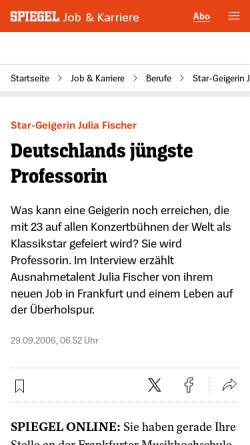 Vorschau der mobilen Webseite www.spiegel.de, Spiegel-Online: Deutschlands jüngste Professorin