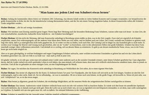 Vorschau von www.solidaritaet.com, Dietrich Fischer-Dieskau - Interview Ibykus 4/1996