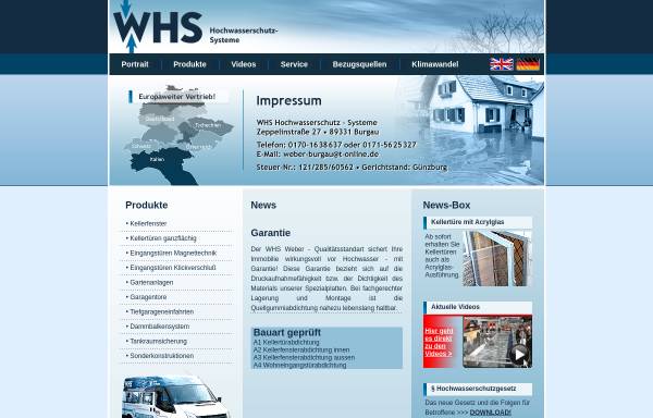 Vorschau von whs-hochwasserschutz.de, WHS Hochwasserschutz Systeme, Inh. Reinhart Weber