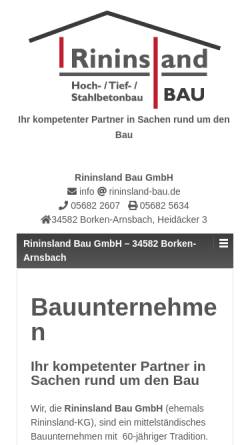 Vorschau der mobilen Webseite rininsland-bau.de, Rininsland Bau GmbH