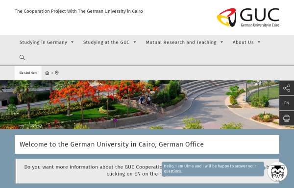 Vorschau von www.guc.uni-stuttgart.de, German University in Cairo (GUC)