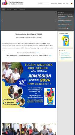 Vorschau der mobilen Webseite www.tucsin.org, The University Centre for Studies in Namibia (TUCSIN)