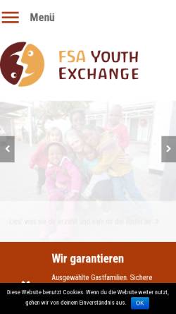 Vorschau der mobilen Webseite www.fsayouthexchange.de, FSA Youth Exchange