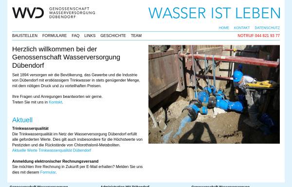 Vorschau von www.wvd.ch, Genossenschaft Wasserversorgung Dübendorf