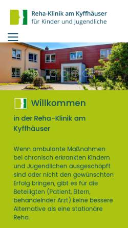 Vorschau der mobilen Webseite www.kinderreha-kyffhaeuser.de, Reha-Klinik am Kyffhäuser für Kinder und Jugendliche