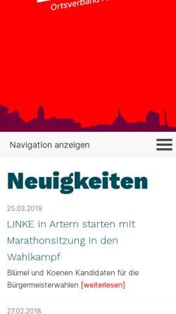 Vorschau der mobilen Webseite die-linke-artern.de, Die Linke. Artern