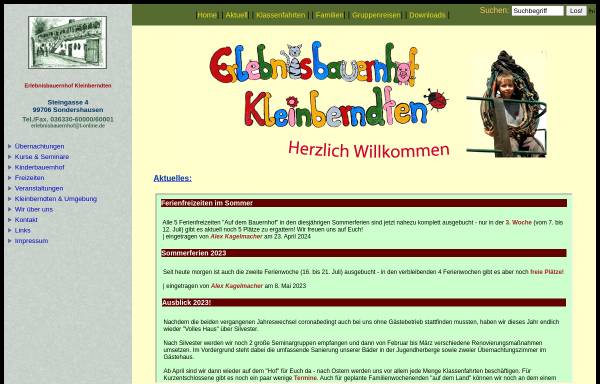 Vorschau von www.erlebnisbauernhof-online.de, Erlebnisbauernhof und Jugendbildungsstätte Kleinberndten