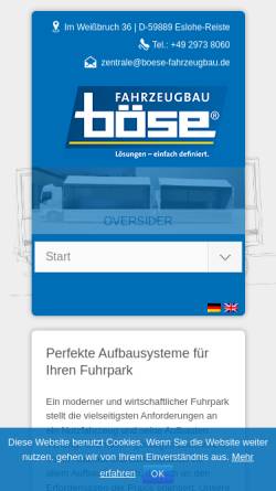 Vorschau der mobilen Webseite boese-fahrzeugbau.de, Wolfgang Böse Fahrzeugbau GmbH & Co. KG