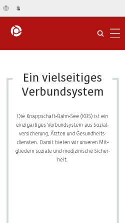Vorschau der mobilen Webseite www.kbs.de, Knappschaft-Bahn-See