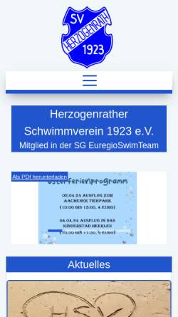 Vorschau der mobilen Webseite www.herzogenrather-sv.de, Herzogenrather Schwimmverein 1923 e.V. (HSV)