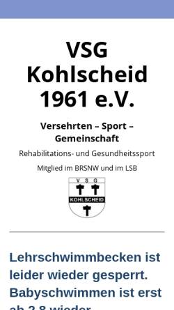 Vorschau der mobilen Webseite www.rehasport-kohlscheid.de, Versehrten-Sport-Gemeinschaft Kohlscheid 1961 e.V.