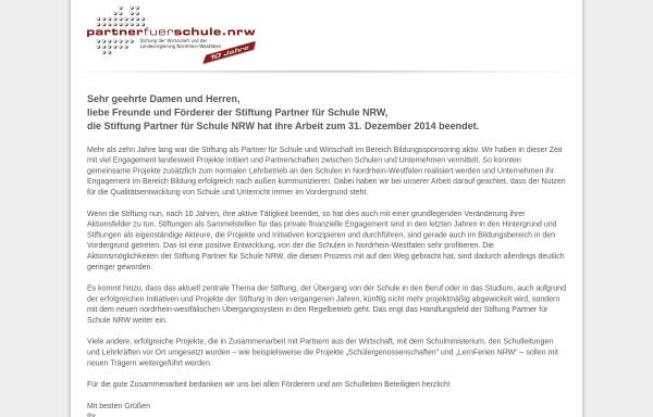 Vorschau von www.partner-fuer-schule.nrw.de, Stiftung Partner für Schule NRW