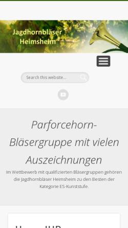 Vorschau der mobilen Webseite jagdhornblaeser-heimsheim.de, Jagdhornbläsergruppe des Ländl. Reit- und Fahrvereins Heimsheim