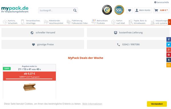 Vorschau von www.mypack.de, MyPack.de - Karton, Kartons und Kartonagen vom Hersteller