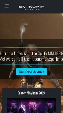 Vorschau der mobilen Webseite www.entropiauniverse.com, Entropia Universe