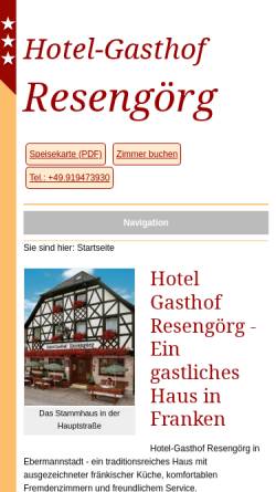 Vorschau der mobilen Webseite www.resengoerg.de, Hotel - Gasthof Resengörg