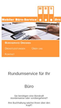 Vorschau der mobilen Webseite www.mbs-dresden.de, Mobiler Büroservice Dresden Sabine Ille