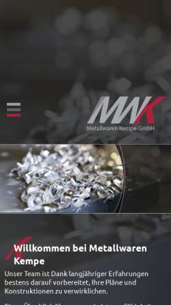 Vorschau der mobilen Webseite www.metallwaren-kempe.de, Metallwaren Kempe