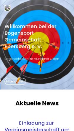 Vorschau der mobilen Webseite www.bsg-ebersberg.de, Bogen Sport Gemeinschaft Ebersberg e.V.