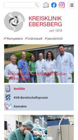 Vorschau der mobilen Webseite www.klinik-ebe.de, Kreisklinik Ebersberg GmbH