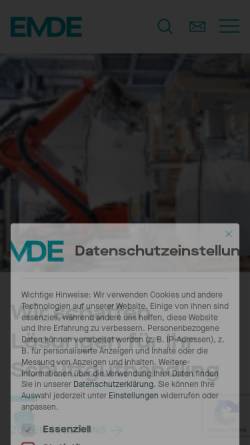 Vorschau der mobilen Webseite www.emde.de, EMDE Industrie-Technik GmbH