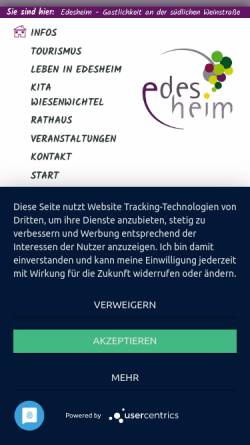 Vorschau der mobilen Webseite www.edesheim.de, Gemeinde Edesheim