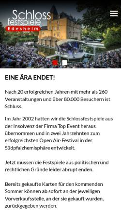 Vorschau der mobilen Webseite www.schlossfestspiele-edesheim.de, Schlossfestspiele Edesheim