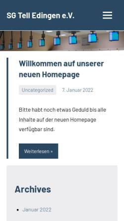 Vorschau der mobilen Webseite www.tell-edingen.de, Schützengesellschaft Tell Edingen e.V.