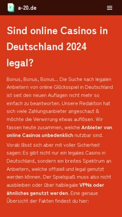 Vorschau der mobilen Webseite www.a-20.de, Bürgerinitiative gegen den Bau der A 20/A 22