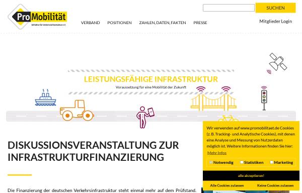 Vorschau von www.promobilitaet.de, Pro Mobilität - Initiative für Verkehrsinfrastruktur e. V.