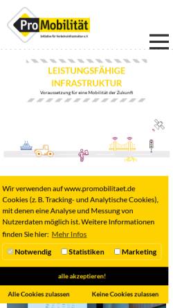 Vorschau der mobilen Webseite www.promobilitaet.de, Pro Mobilität - Initiative für Verkehrsinfrastruktur e. V.