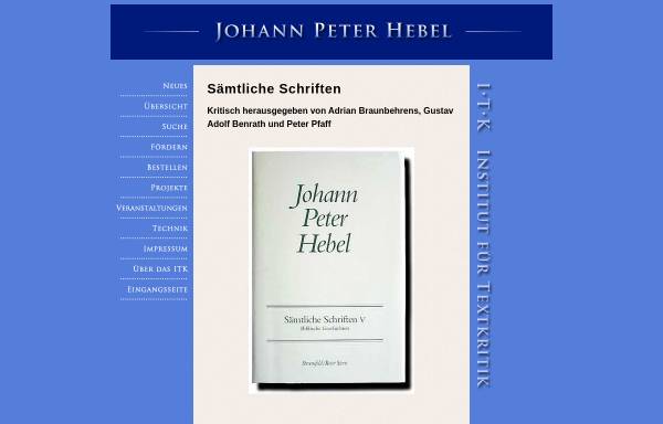 Johann Peter Hebel: Sämtliche Schriften