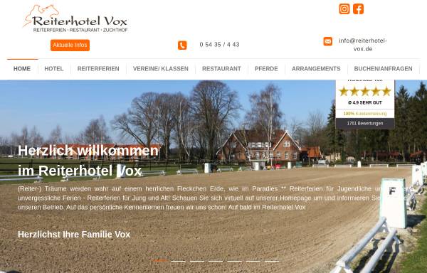 Vorschau von www.reiterhotel-vox.de, Reiterhotel Vox