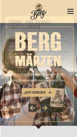 Vorschau der mobilen Webseite www.bergbier.de, Berg Brauerei - Ulrich Zimmermann GmbH und Co. KG