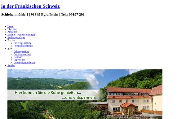 Vorschau von www.gasthof-schlehenmuehle.de, Gasthof Pension Schlehenmühle