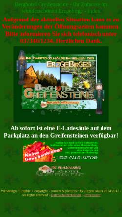 Vorschau der mobilen Webseite www.berghotel-greifensteine.de, Berghotel Greifensteine im Erzgebirge