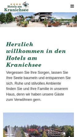 Vorschau der mobilen Webseite www.kranichsee.de, Hotel Zum Kranichsee