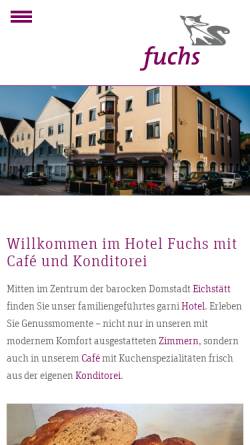 Vorschau der mobilen Webseite www.hotel-fuchs.de, Hotel Garni Café Fuchs