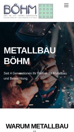 Vorschau der mobilen Webseite www.metallbauboehm.de, Metallbau Böhm
