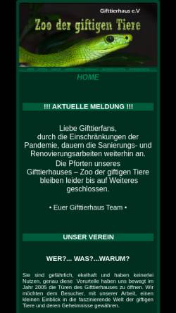 Vorschau der mobilen Webseite www.gifttierhaus.de, Gifttierhaus e.V. Eimsheim