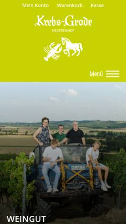 Vorschau der mobilen Webseite www.krebs-grode.de, Vereinigte Weingüter Krebs-Grode KG