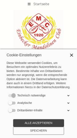 Vorschau der mobilen Webseite www.einbecker-mandolinenclub.de, Einbecker Mandolinen-Club 1920